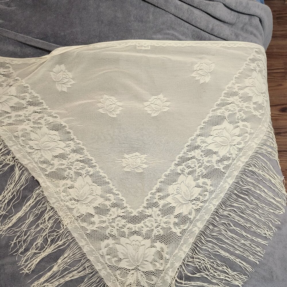 Creme Over the Shoulder Shawl One Size